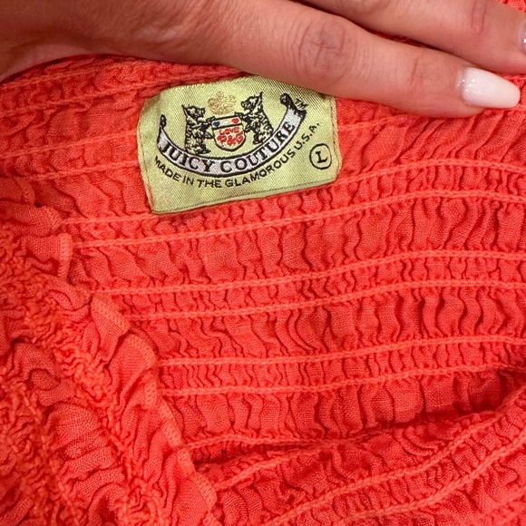 Juicy Couture - Y2K - Linen Strapless Dress - Bright Coral/Orange - Size L - Picture 5 of 7